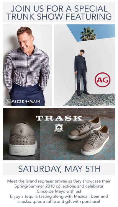 Mizzen+Main, AG Jeans and Trask Trunk Show